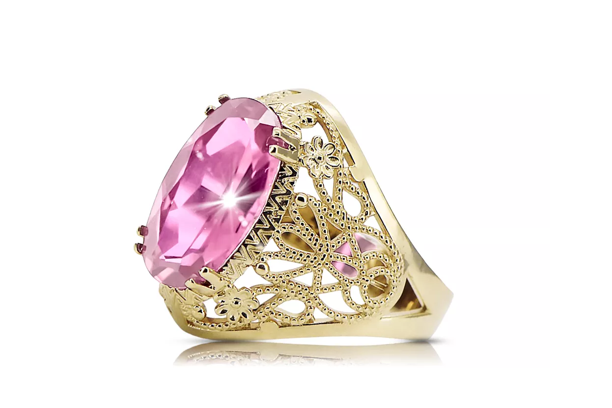 Ring Amethyst 14K Yellow gold Vintage craft vrc074y